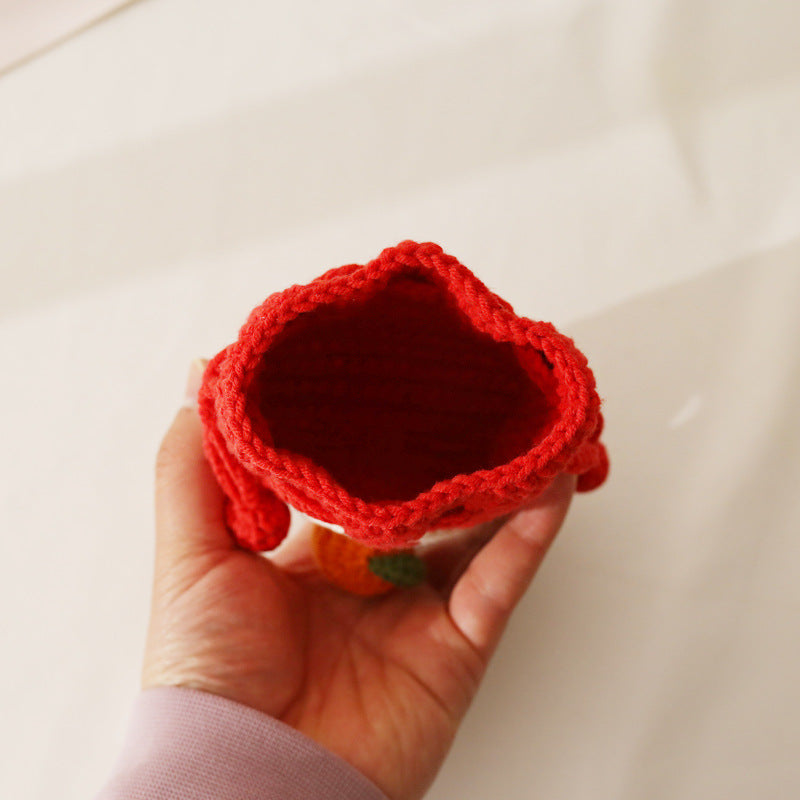 Good luck and good meaning hand-woven coin purse girl sweet blessing bag red drawstring pocket
