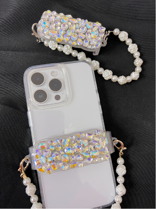 Diamond Whipped cream phone clip holder,Phone Holder with Chain,Futuristic Phone Accessories,fit all regular-sized phone Active