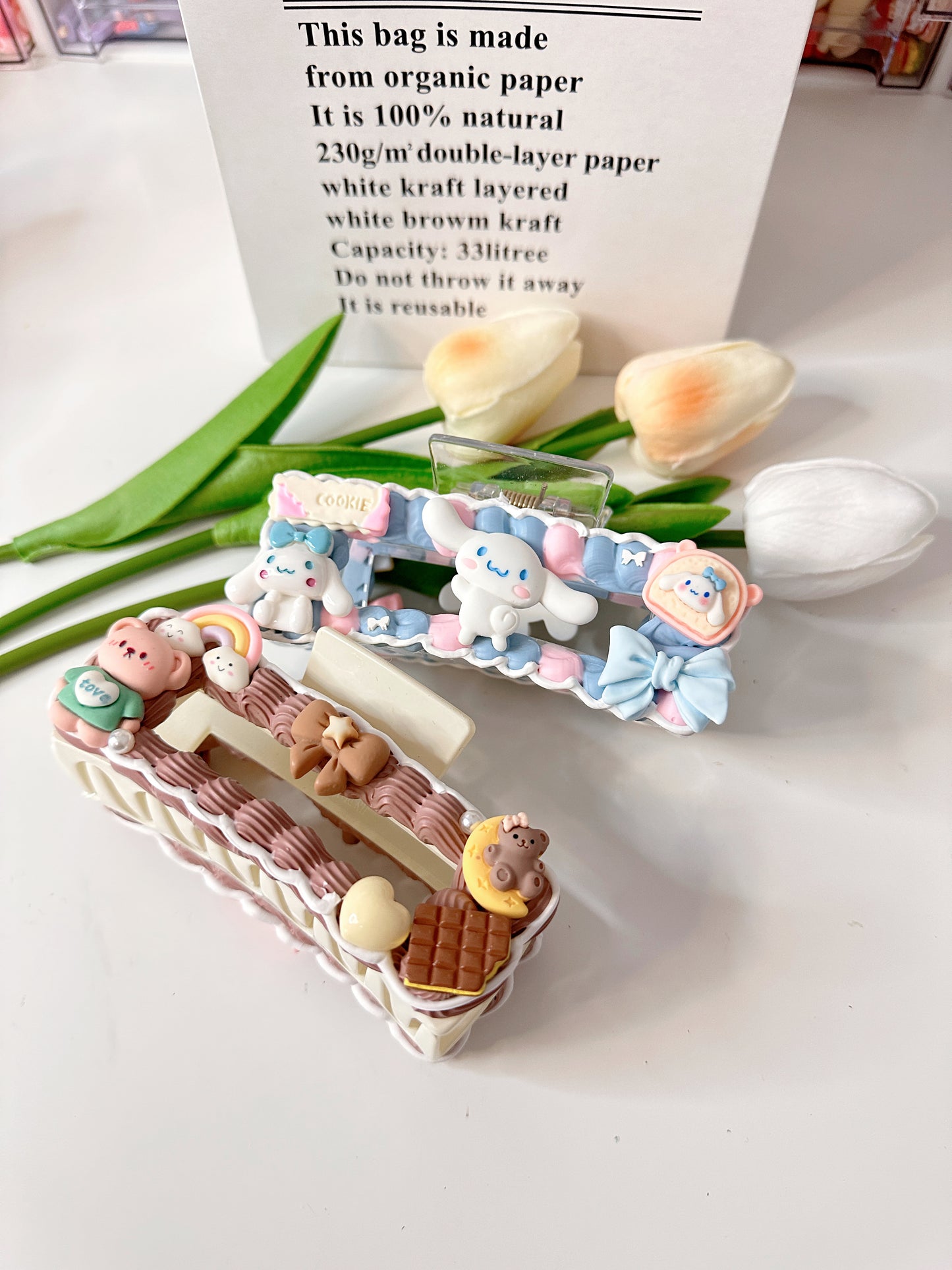 Themed Customized Decoden Hair Claws(Hair Clips), whipped cream Hair Claws, Women Vintage Resin Hair Claw Large Shark