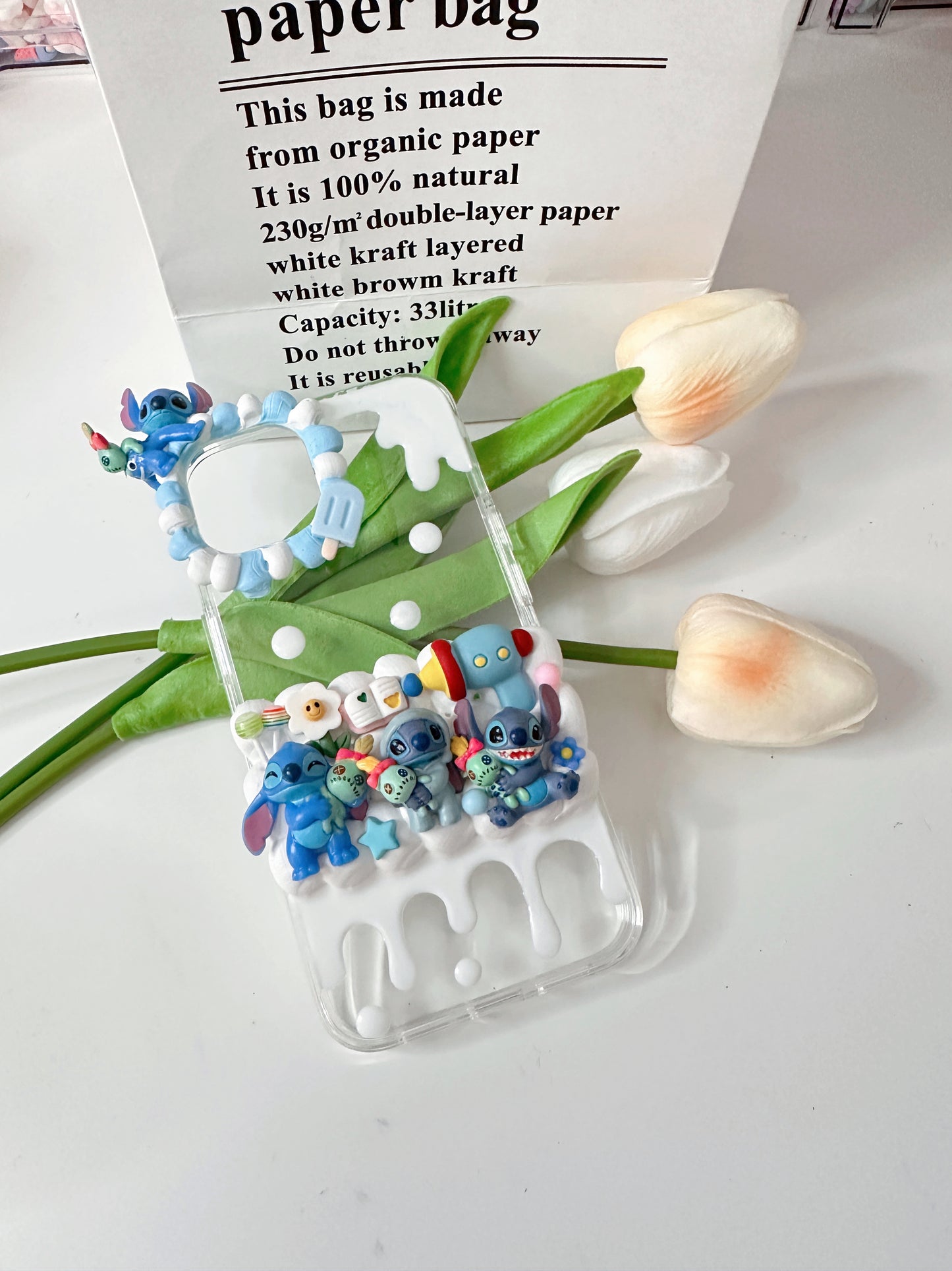 Stitch Custom Decoden phone case, whipped cream phone case, DIY Disney case, cute cartoon