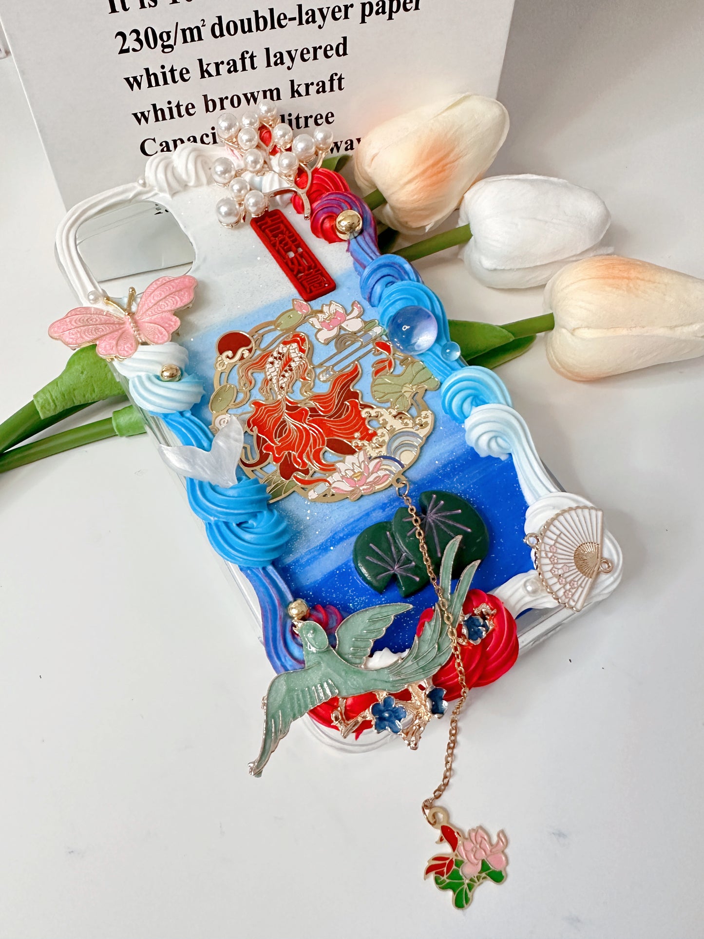 Custom Whipped Cream Decoden Phone Case for iPhone any model and Samsung - Kawaii Fairy custom decoden Design with Glitter and Pearls