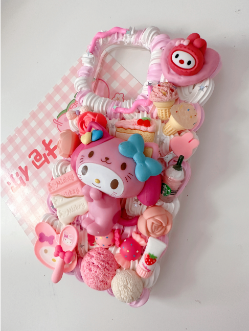 Cute MyMelody decoden phone cases,cute phone case, diycases, custommade case,3D Anime Phone cover, Kawaii Whip Cream Case,Melody Phone accessories