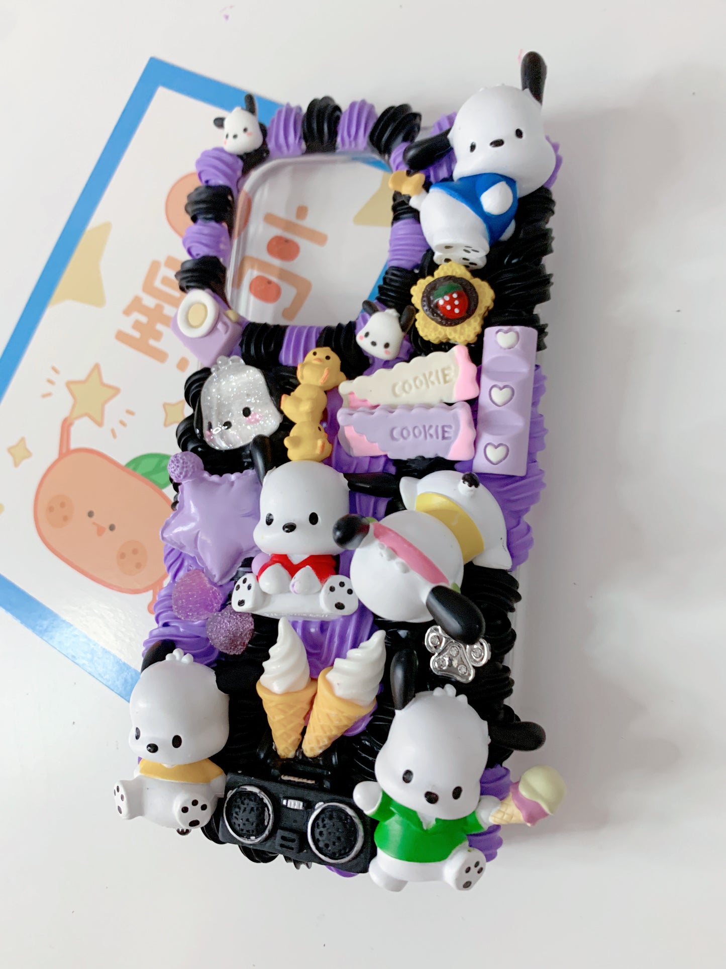 Custom Kawaii Character Decoden Phone case decoden iPhone case Samsung decoden case custom pink anime phone case resin phone case Cute Puppy