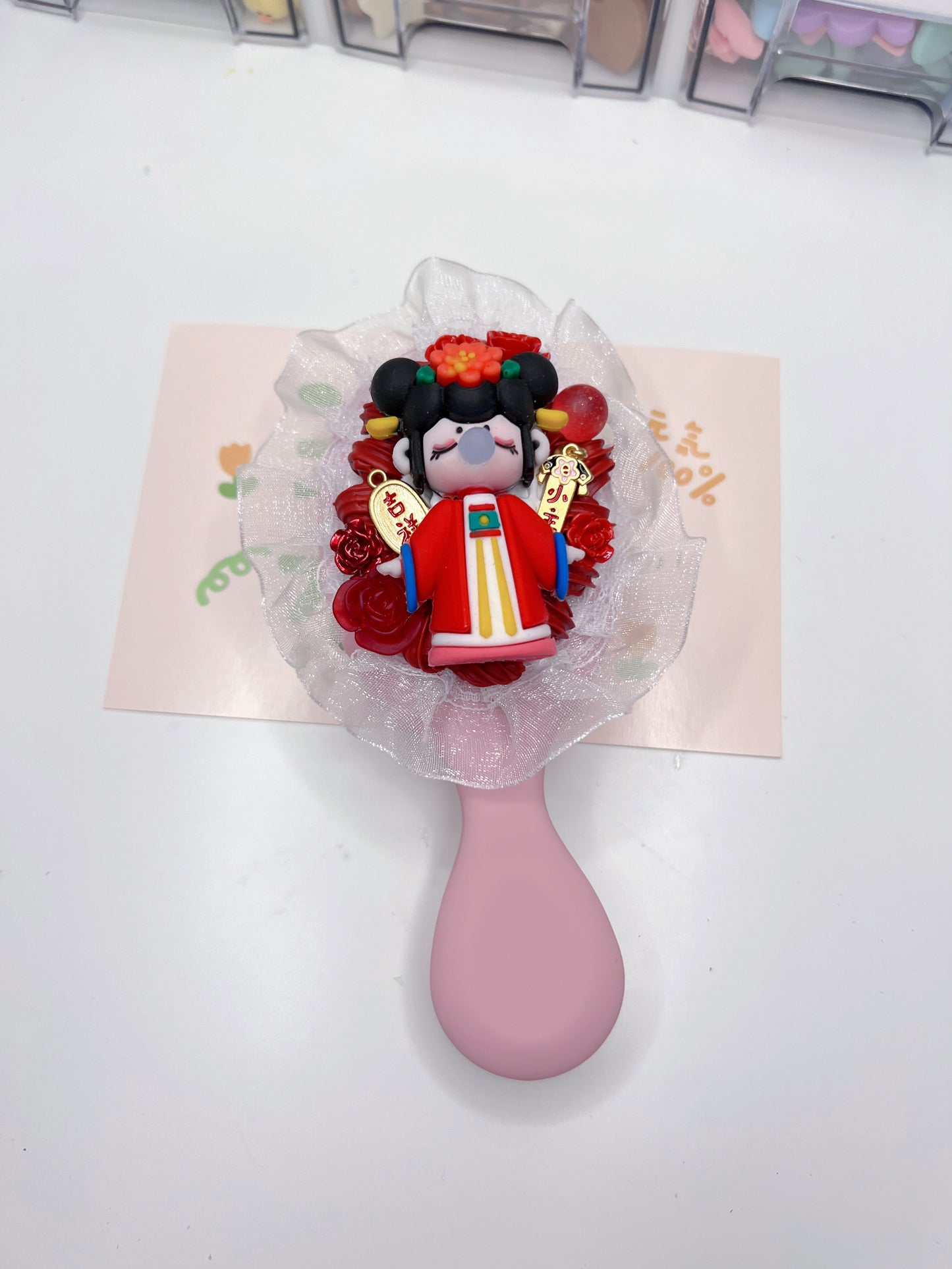 Custom Decoden Hair brush, whipped cream Hair brush,Women lovely decor mini Hair bursh,cute hair brush,decoden compact brush kids with LACE
