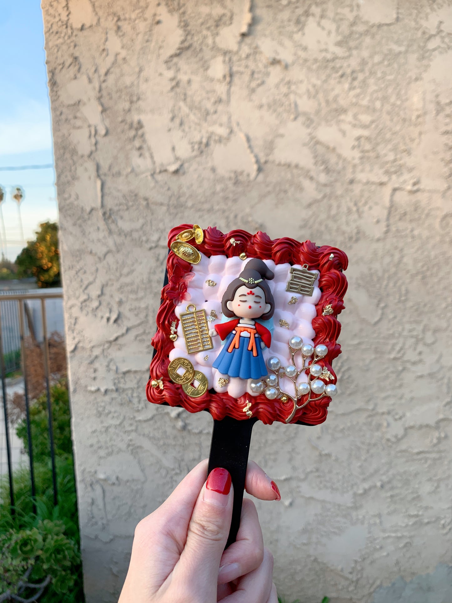 Themed Custom Decoden handheld mirror, whipped cream portable mirror,pocket mirror,DIY mirror, baroque handheld mirror, makeup mirror, mirror decor