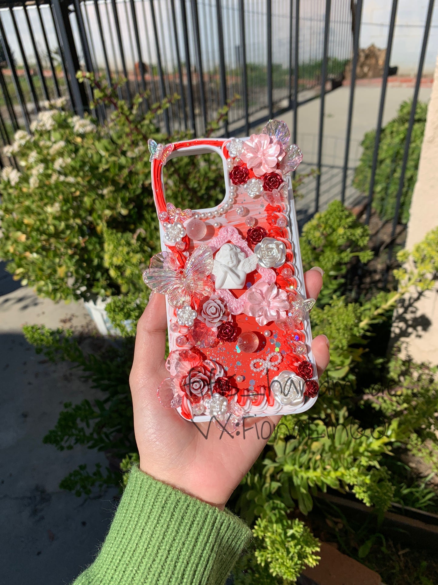 Custom Decoden phone case, whipped cream phone case,blue laser flowers case Simple style,Butterfly,custom made case for wedding,wedding gift