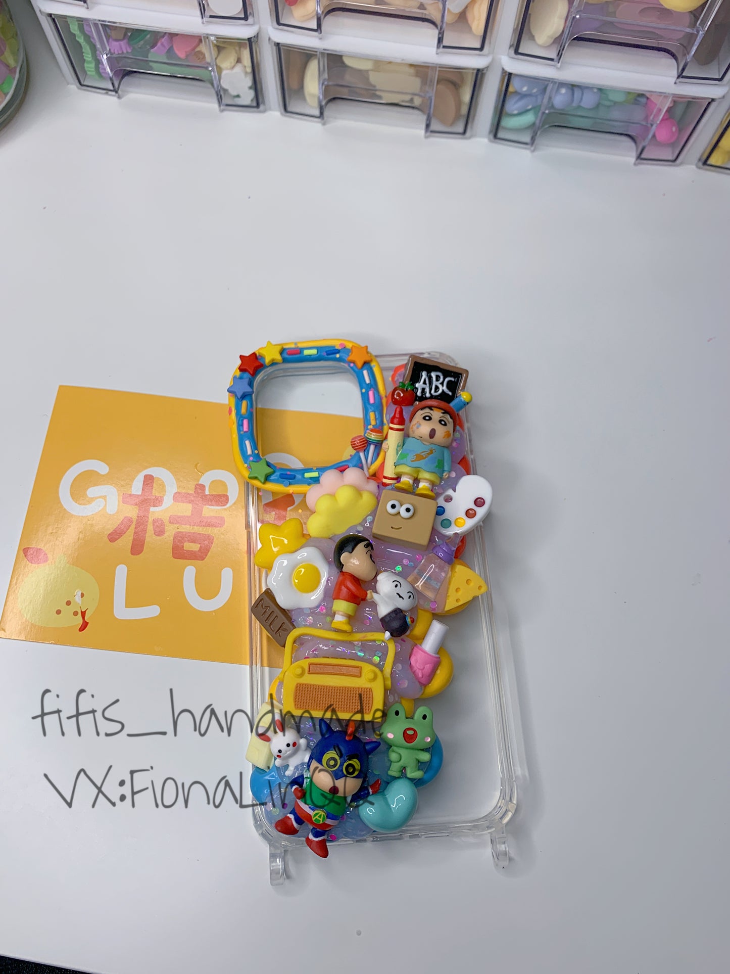 Anime Custom Decoden phone case, whipped cream phone case, inspired by Crayon Shin-chan, handmade phone cases, kawaii decoden cases