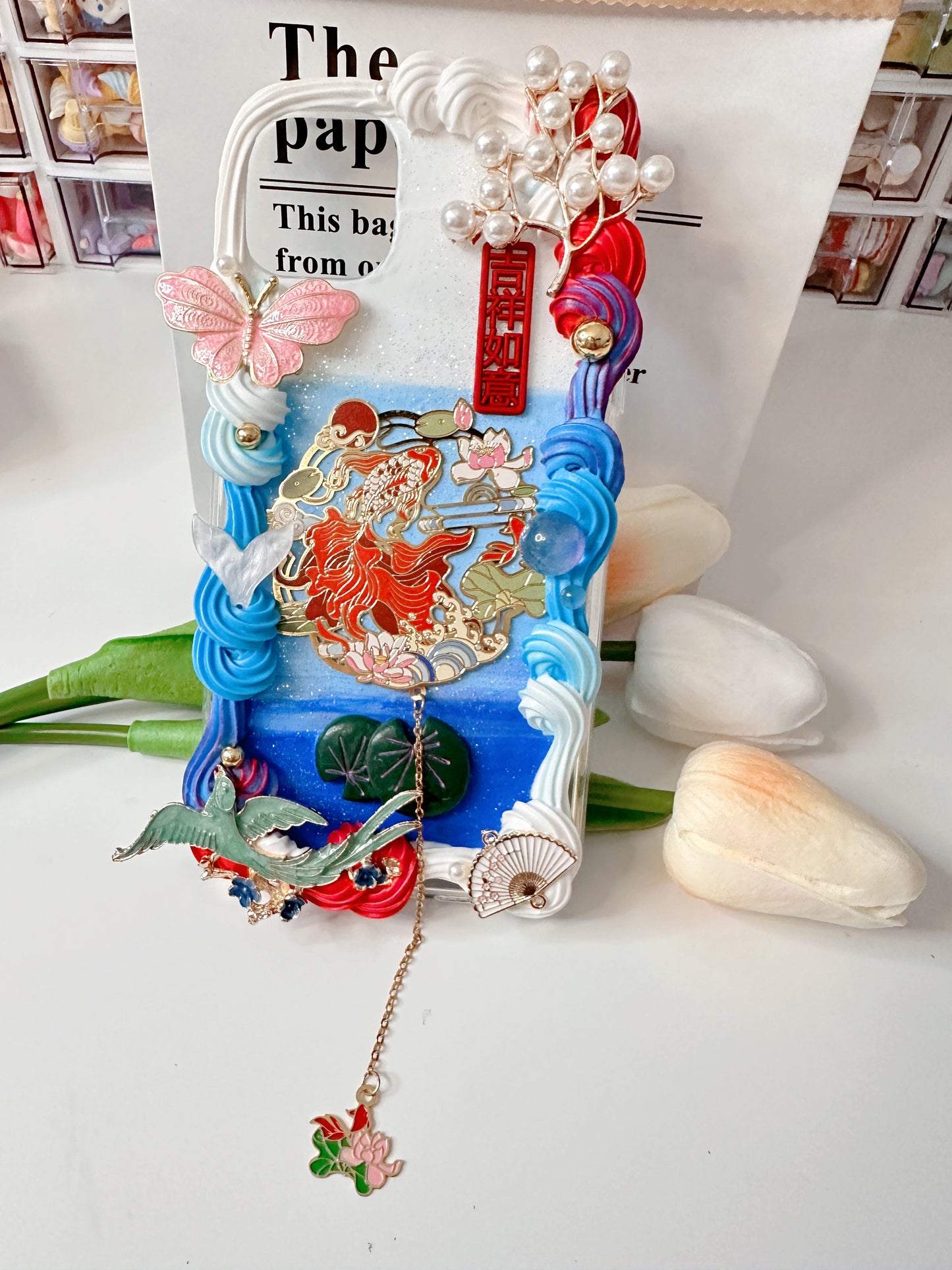 Custom Whipped Cream Decoden Phone Case for iPhone any model and Samsung - Kawaii Fairy custom decoden Design with Glitter and Pearls