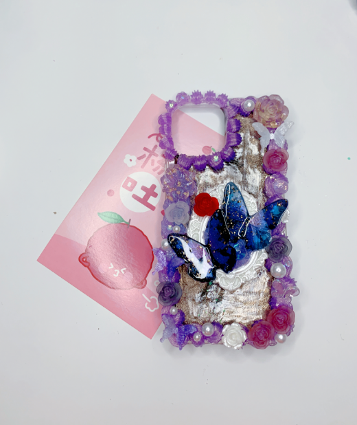Custom Decoden phone case, whipped cream phone case,blue laser flowers case Simple style,Butterfly,custom made case for wedding,wedding gift
