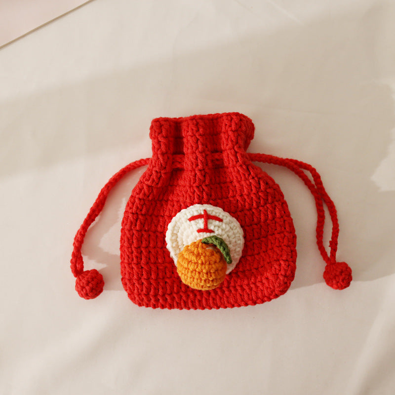 Good luck and good meaning hand-woven coin purse girl sweet blessing bag red drawstring pocket