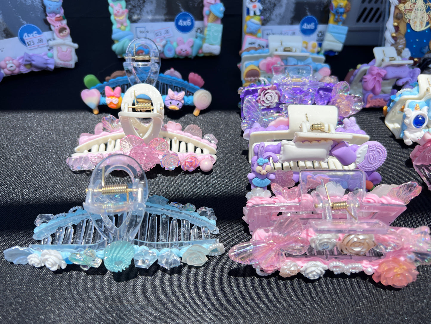 Custom Decoden Hair Claws(Hair Clips)with Pearls and Rhinestones, whipped cream Hair Claws, Women Vintage Resin Hair Claw Large Shark