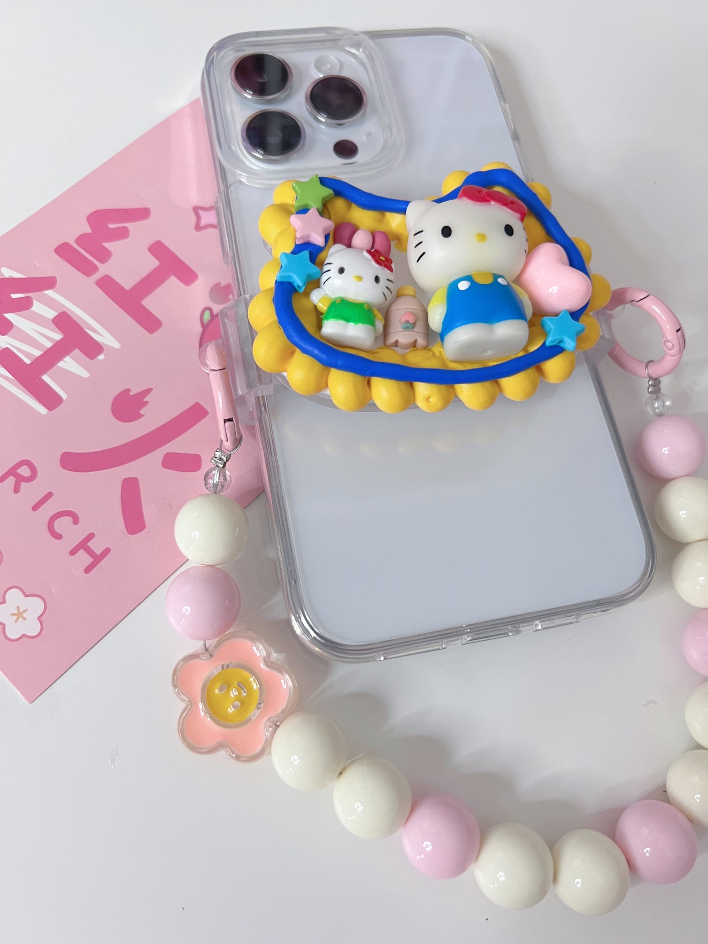 HelloKitty Whipped cream phone clip holder,cute phone case,diycases,custommade phone holder,3D Anime Phone Case,Kawaii Whip Cream Case,back phone holder