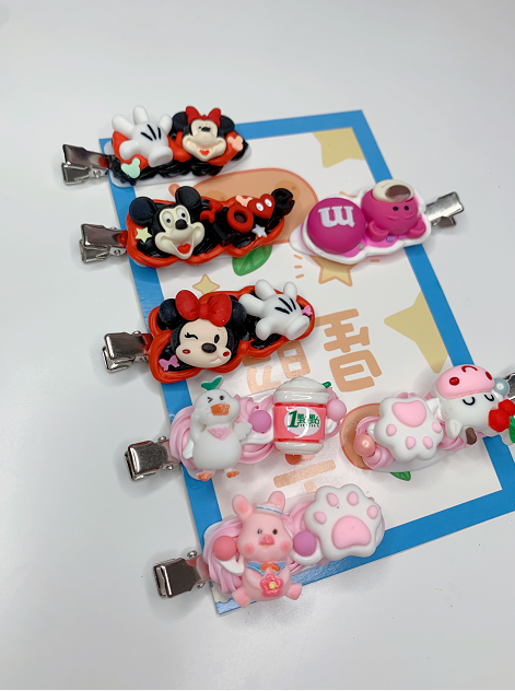 2-Pack Randomly Chosen Cute Colorful Custom Decoden Hair Clips,whipped cream girls hair clips, personalized gifts for her(2 pcs)