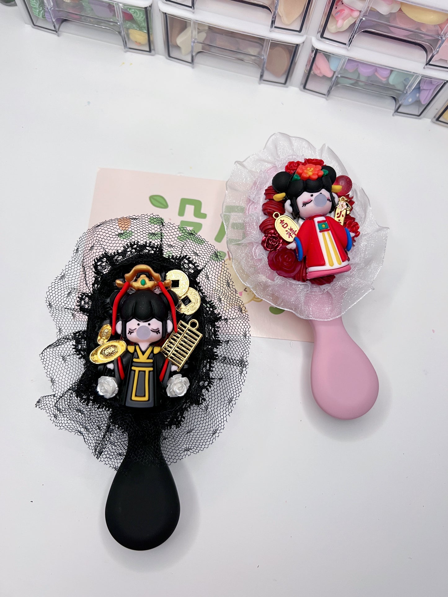 Custom Decoden Hair brush, whipped cream Hair brush,Women lovely decor mini Hair bursh,cute hair brush,decoden compact brush kids with LACE