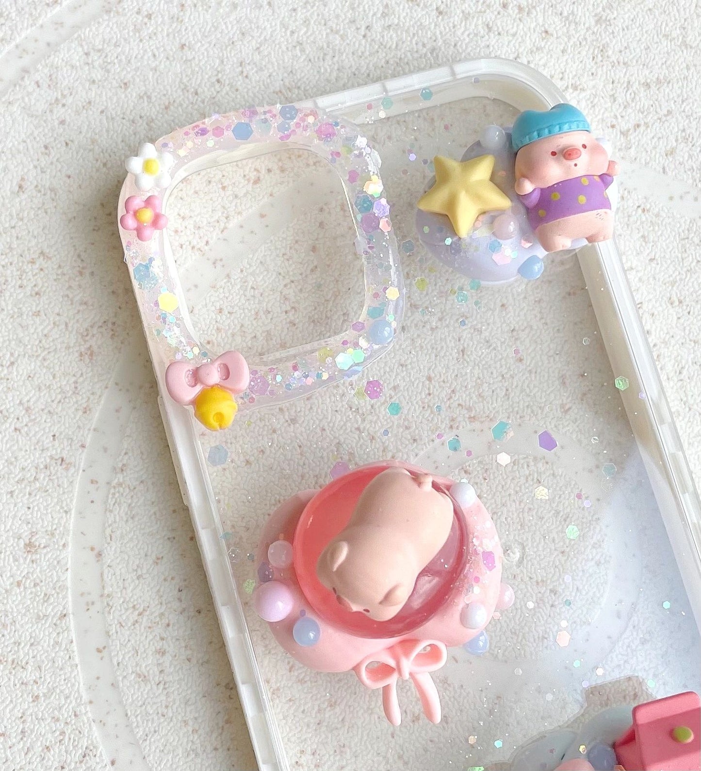 Mini Piggy Custom Decoden phone case, whipped cream phone case, cute decor DIY cases, custommade gifts, phone accessories