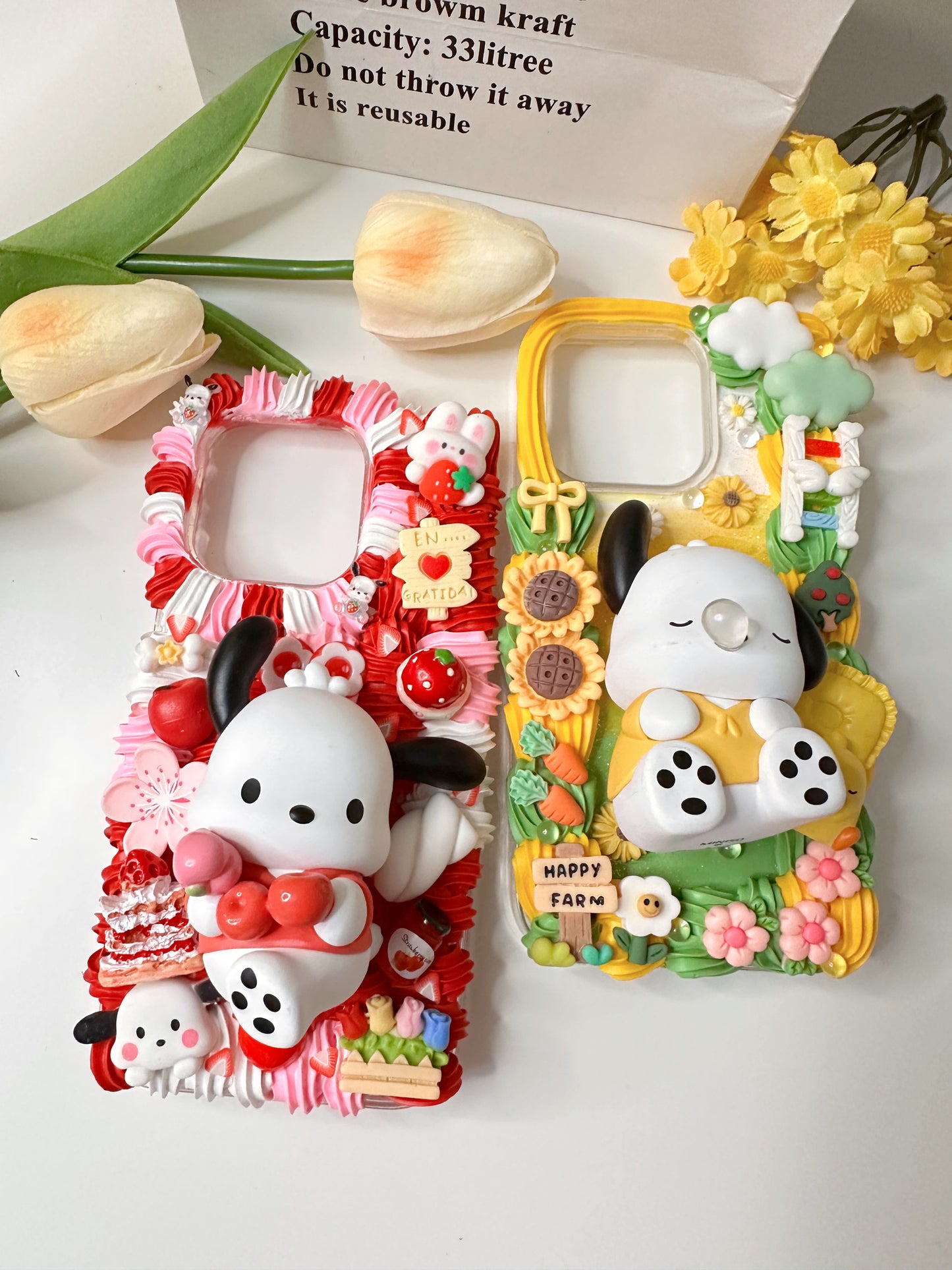 Pochacco Cute dog Custom Decoden phone case, whipped cream phone case, cute custom phone case