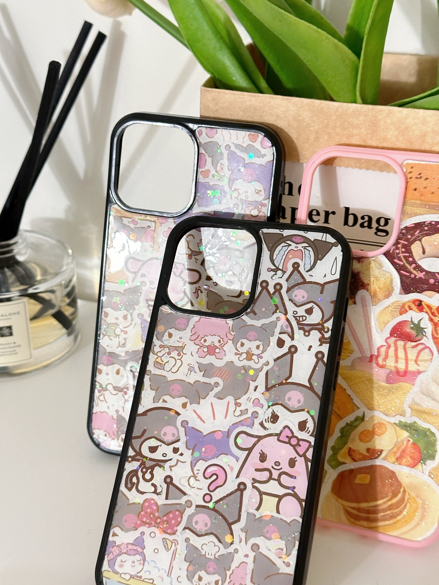 Resin phone cases, cute glitter phone accessories, sticker phone case