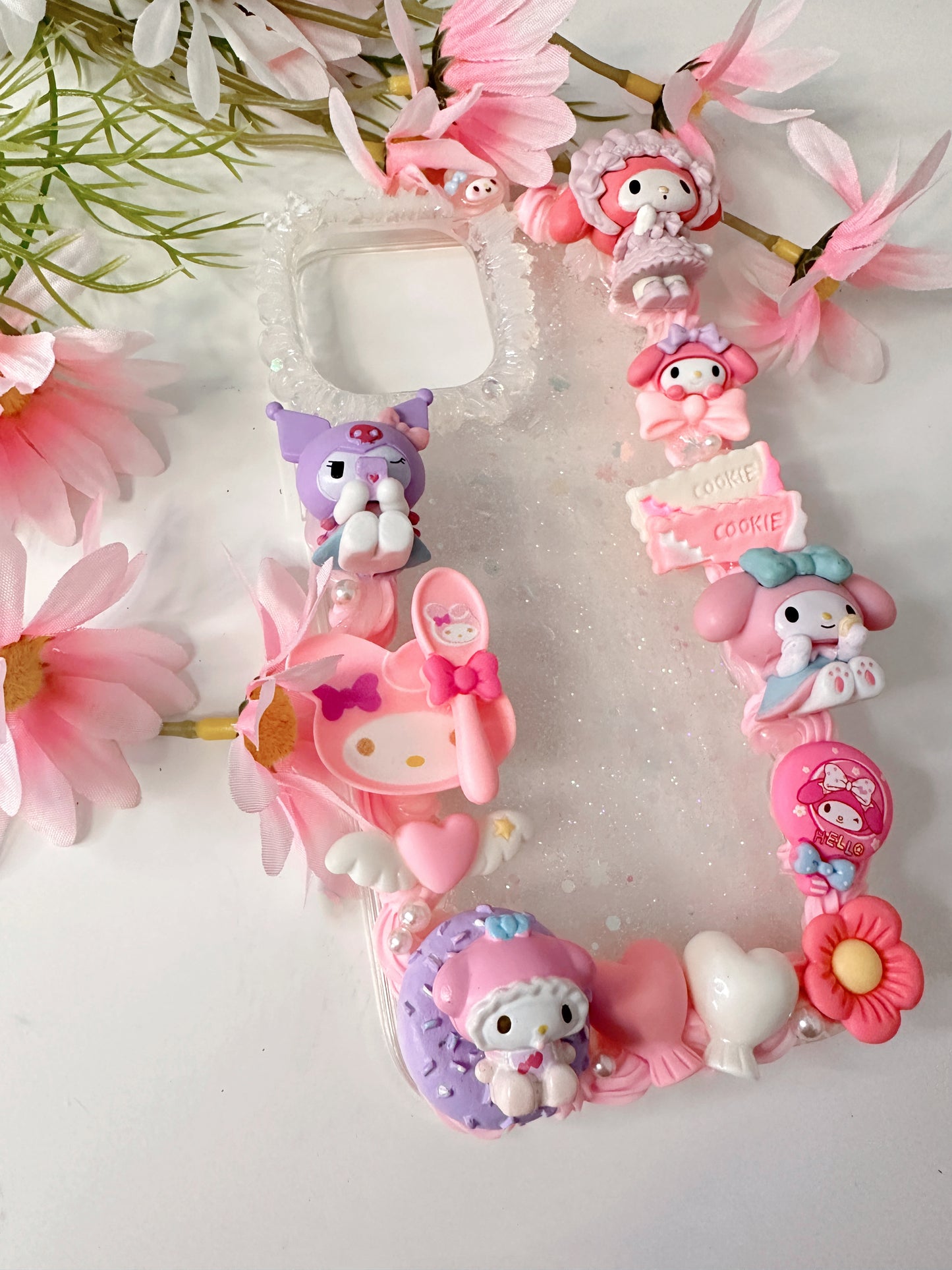 Sanrio MyMelody Kuromi Custom Decoden phone case, whipped cream phone case, DIY cases, 3D Anime phone case, Melody phone case