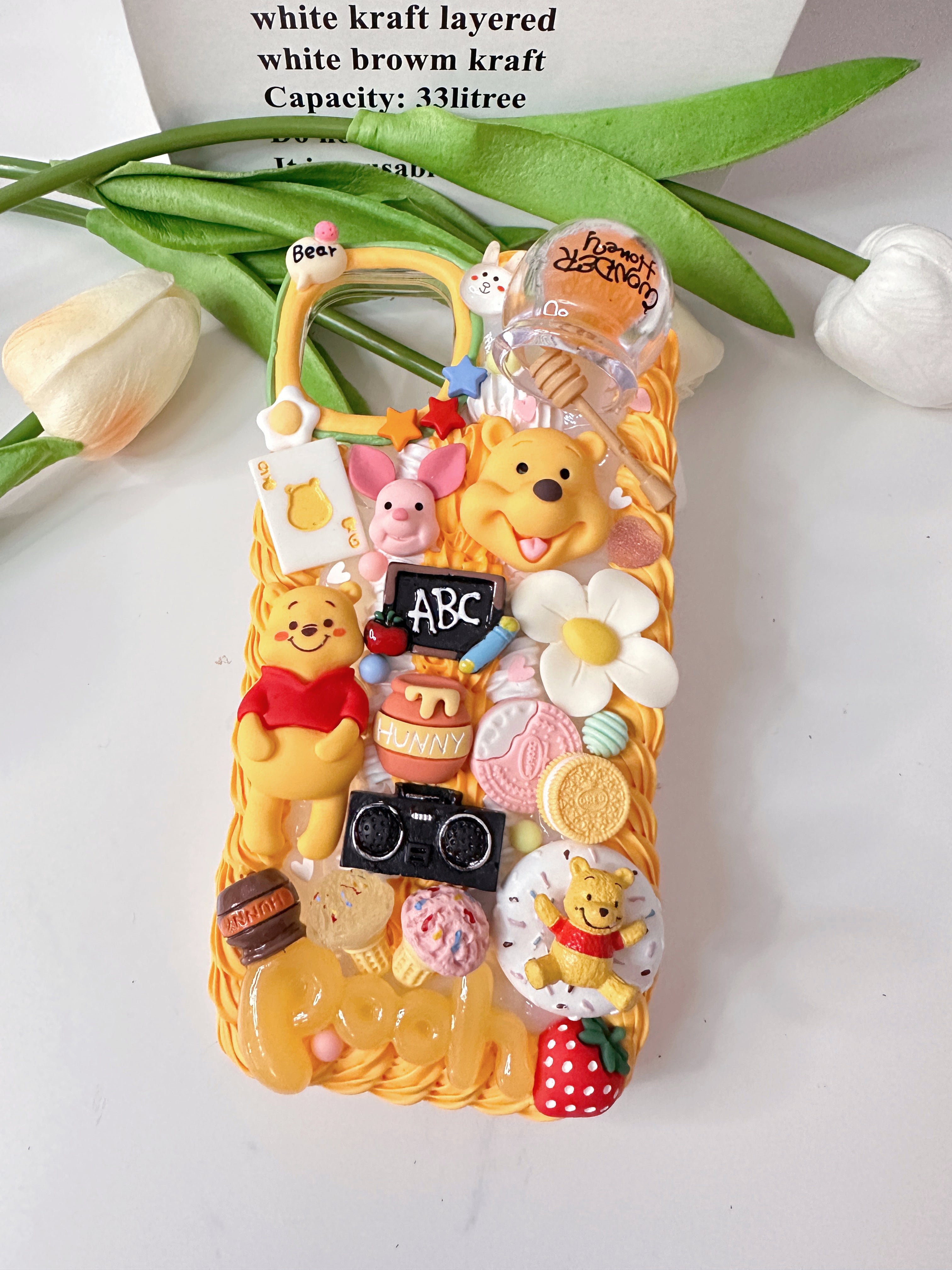 Winnie the Pooh Custom Decoden phone case whipped cream phone