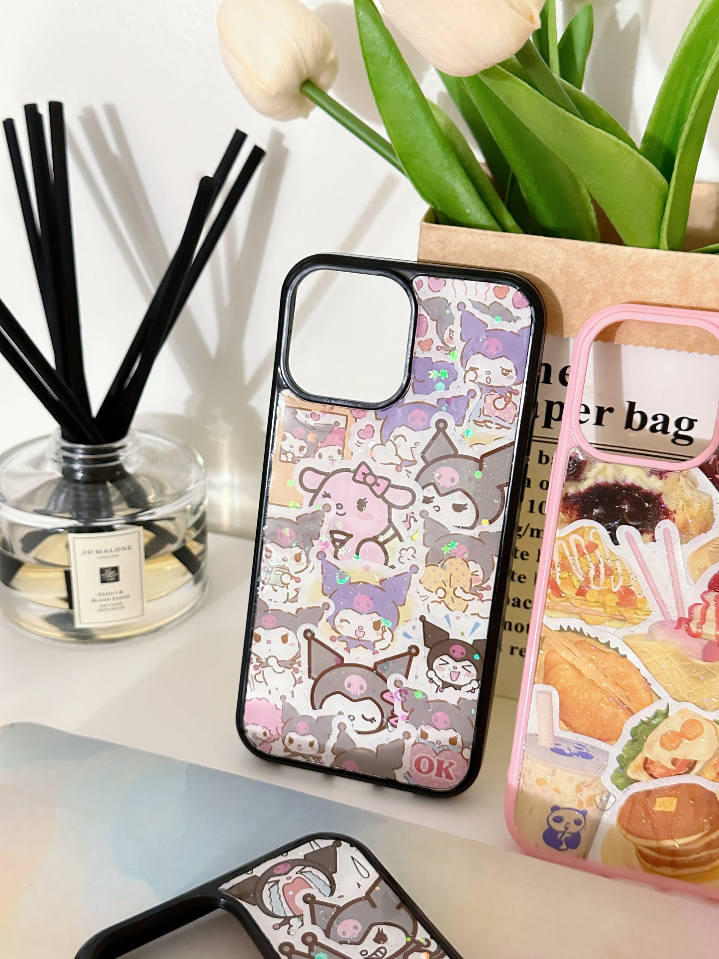 Resin phone cases, cute glitter phone accessories, sticker phone case