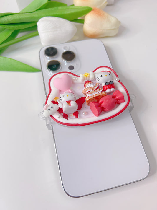 HelloKitty Whipped cream phone clip holder,cute phone case,diycases,custommade phone holder,3D Anime Phone Case,Kawaii Whip Cream Case,back phone holder
