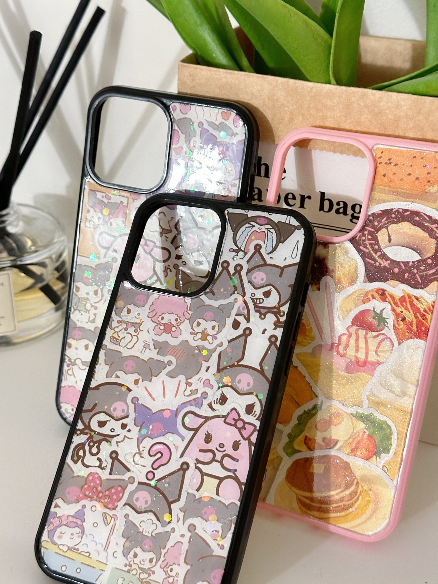 Resin phone cases, cute glitter phone accessories, sticker phone case