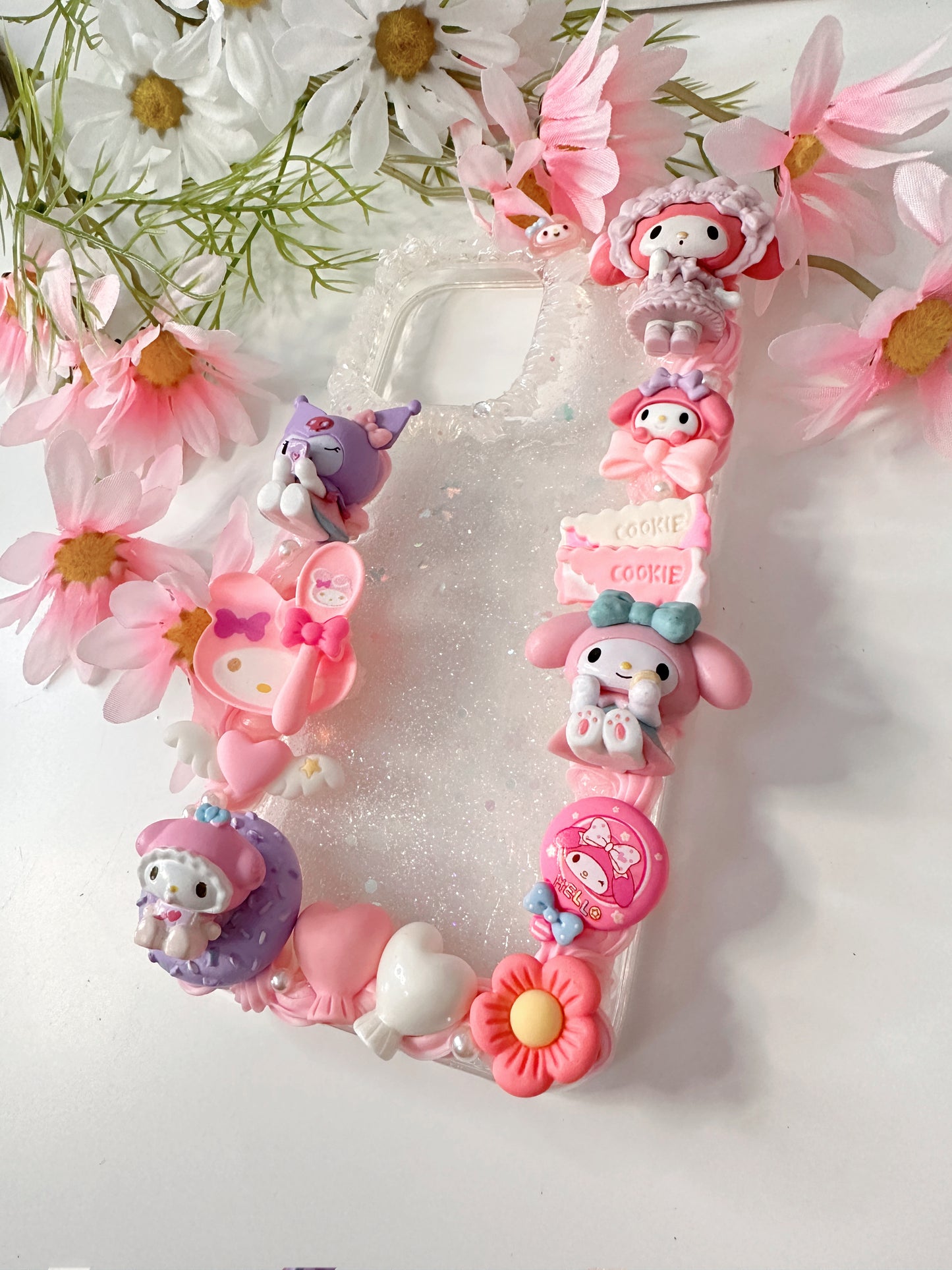 Sanrio MyMelody Kuromi Custom Decoden phone case, whipped cream phone case, DIY cases, 3D Anime phone case, Melody phone case