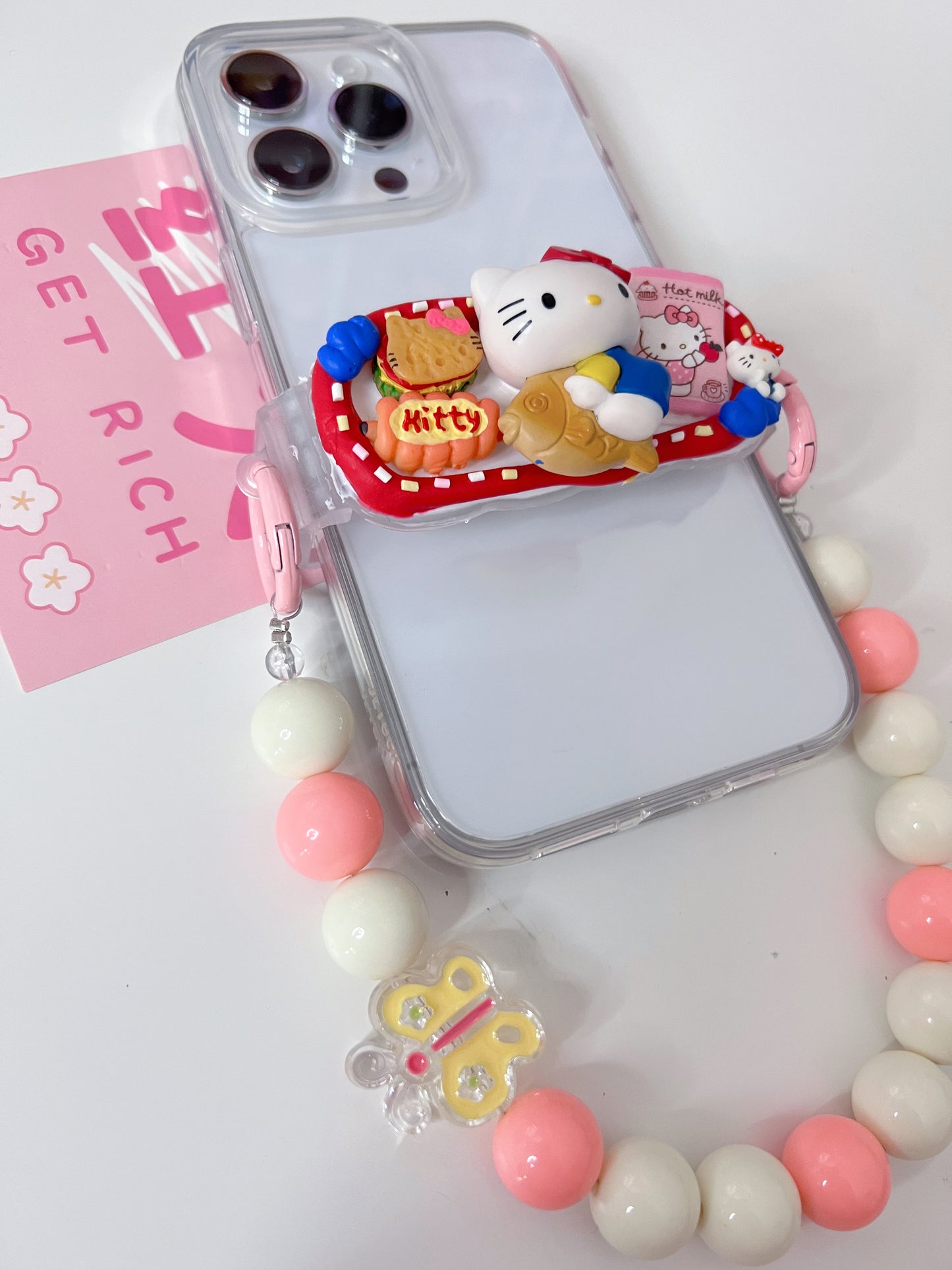 HelloKitty Whipped cream phone clip holder,cute phone case,diycases,custommade phone holder,3D Anime Phone Case,Kawaii Whip Cream Case,back phone holder