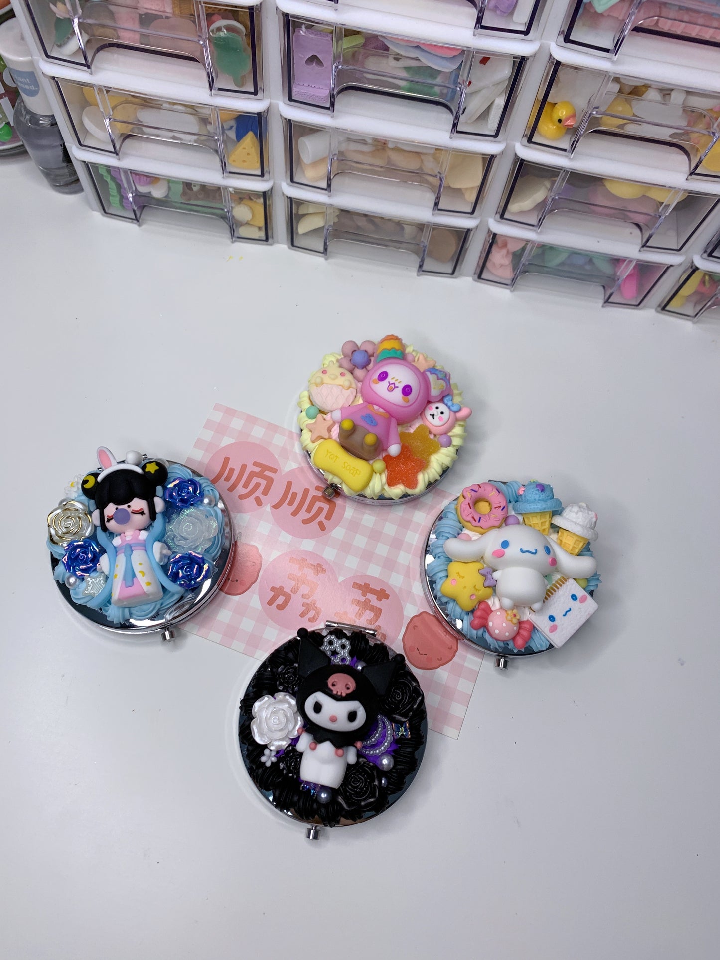 Themed Custom Decoden mirror, whipped cream portable mirror,pocket mirror,Fake Cream, Small Cute Mirror, makeup mirror without LACE