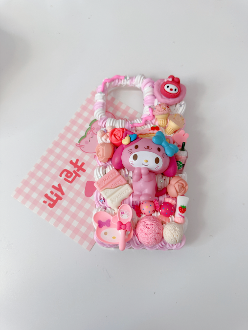 Cute MyMelody decoden phone cases,cute phone case, diycases, custommade case,3D Anime Phone cover, Kawaii Whip Cream Case,Melody Phone accessories