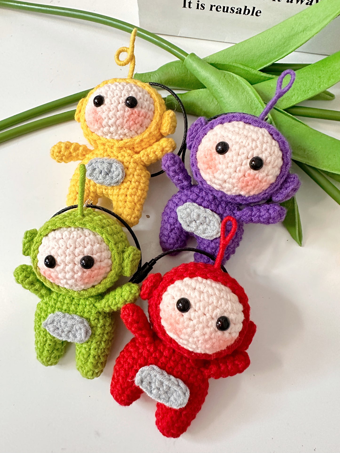 Teletubbies Doll, cute crochet handmade doll, Tinky Winky, Dipsy, Laa Laa, Po, Amigurumi, cute bag accessory toys