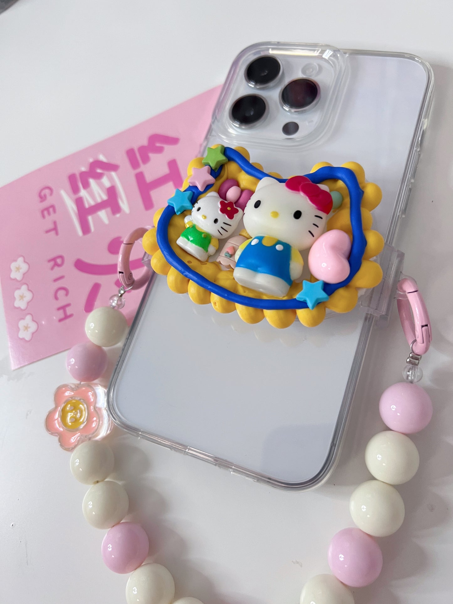 HelloKitty Whipped cream phone clip holder,cute phone case,diycases,custommade phone holder,3D Anime Phone Case,Kawaii Whip Cream Case,back phone holder