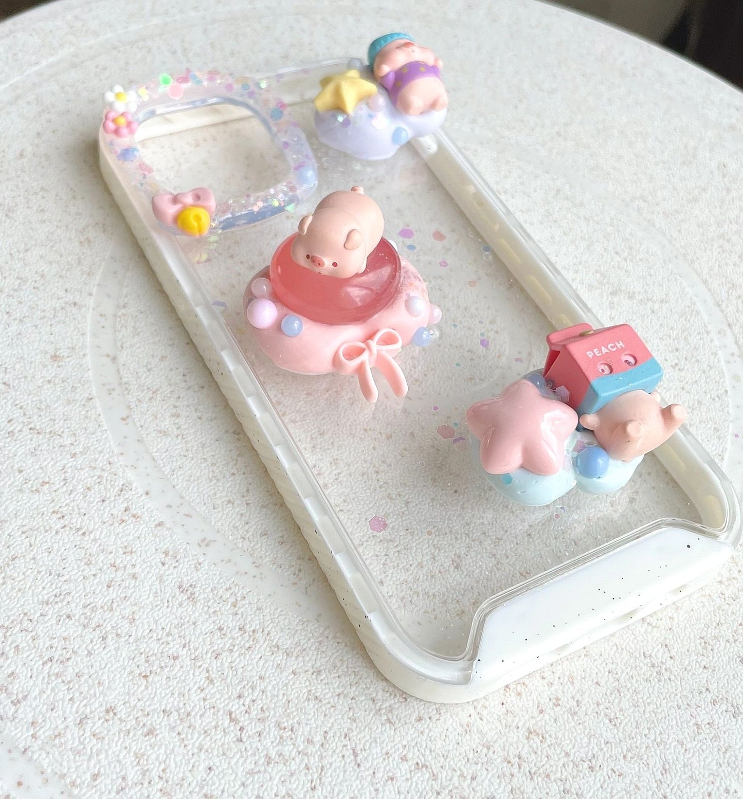 Mini Piggy Custom Decoden phone case, whipped cream phone case, cute decor DIY cases, custommade gifts, phone accessories